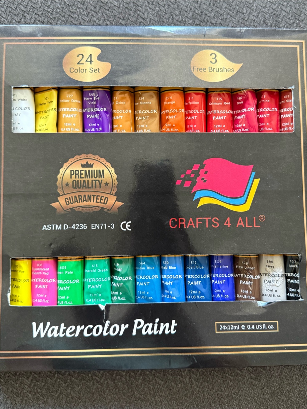 Watercolor Paint Tube Set - 24 Color Assortment